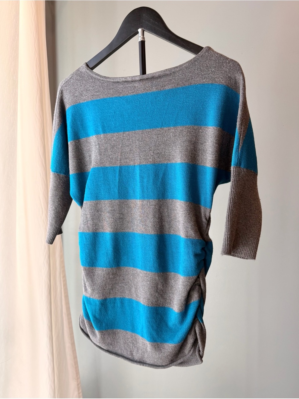 Dots Vintage Y2K Women's Medium Striped Sweater Shirt Retro Blue Gray Casual Tee - Picture 9 of 12